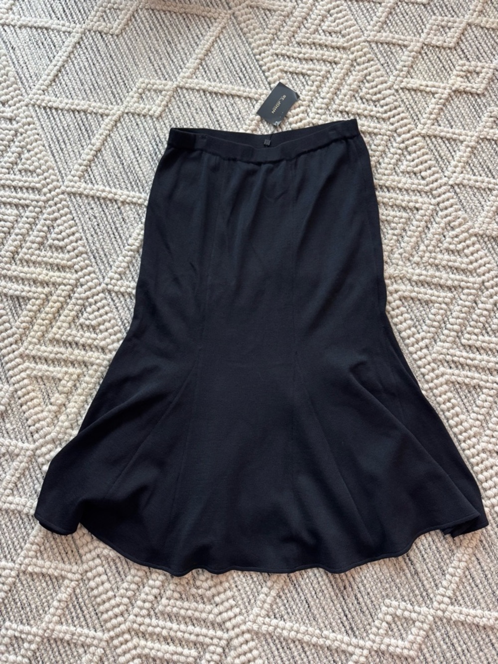 St. John Black Flared Midi Skirt